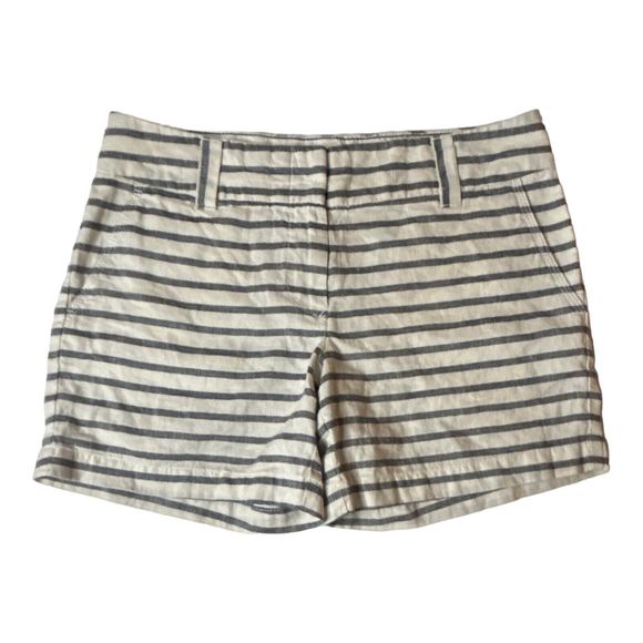 Tommy Hilfiger Linen Cotton Striped Shorts Women’s Size 4 Pockets Preppy - Picture 1 of 15